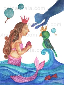Size : A4 Mermaid and Parrot