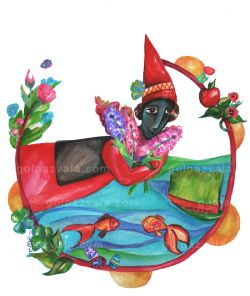 Size :20*20
Hajji Firuz is a fictional character in Iranian folklore who appears in the streets by the beginning of Nowruz. His face is covered in soot, and he is clad in bright red clothes and a felt hat. He dances through the streets while singing and playing a tambourine. Haji firoz