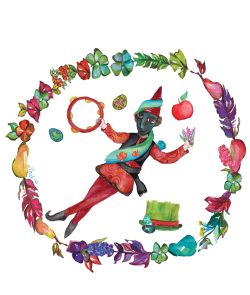 Size :30*30
Hajji Firuz is a fictional character in Iranian folklore who appears in the streets by the beginning of Nowruz. His face is covered in soot, and he is clad in bright red clothes and a felt hat. He dances through the streets while singing and playing a tambourine. Haji firouz 97