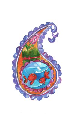 Size:A4
Paisley or paisley pattern is an ornamental textile design using the boteh (Persian: بته) or buta, a teardrop-shaped motif with a curved upper end Nouroz